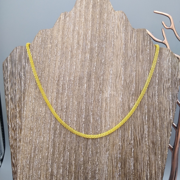 Gold tone Knitted Metal Mesh Rope Chain Necklace - Picture 11 of 12